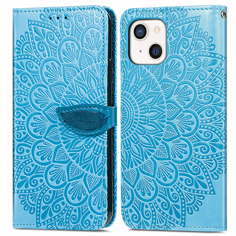 Coque Portefeuille Motif Fantaisie Livre Cuir Etui Clapet H13 pour Apple iPhone 13 Mini Bleu