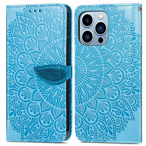 Coque Portefeuille Motif Fantaisie Livre Cuir Etui Clapet H13 pour Apple iPhone 13 Pro Bleu