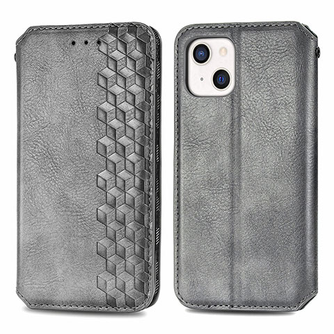 Coque Portefeuille Motif Fantaisie Livre Cuir Etui Clapet H15 pour Apple iPhone 13 Gris