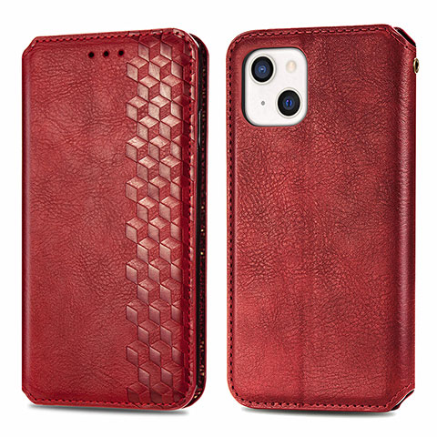 Coque Portefeuille Motif Fantaisie Livre Cuir Etui Clapet H15 pour Apple iPhone 13 Rouge