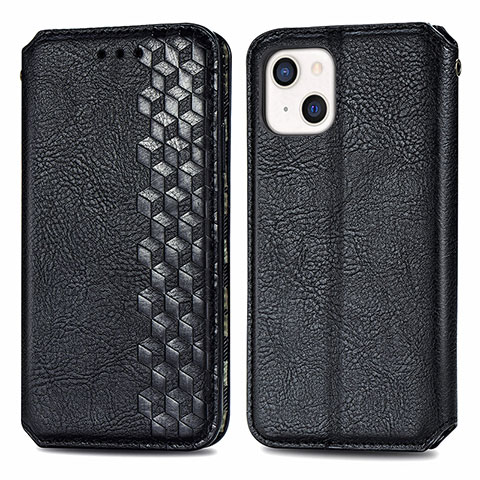 Coque Portefeuille Motif Fantaisie Livre Cuir Etui Clapet H15 pour Apple iPhone 14 Noir