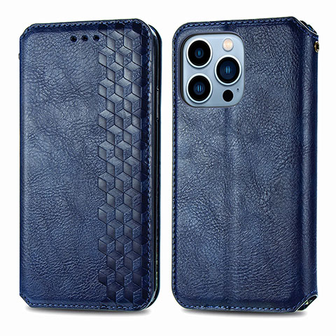 Coque Portefeuille Motif Fantaisie Livre Cuir Etui Clapet H15 pour Apple iPhone 14 Pro Max Bleu