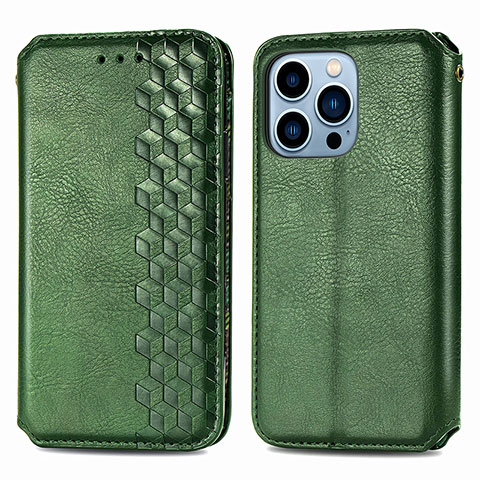 Coque Portefeuille Motif Fantaisie Livre Cuir Etui Clapet H15 pour Apple iPhone 14 Pro Max Vert