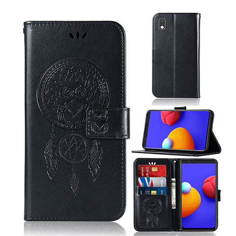 Coque Portefeuille Motif Fantaisie Livre Cuir Etui Clapet JX1 pour Samsung Galaxy A01 Core Noir