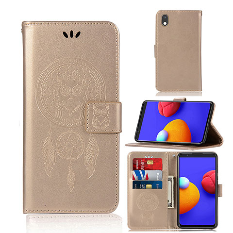 Coque Portefeuille Motif Fantaisie Livre Cuir Etui Clapet JX1 pour Samsung Galaxy A01 Core Or