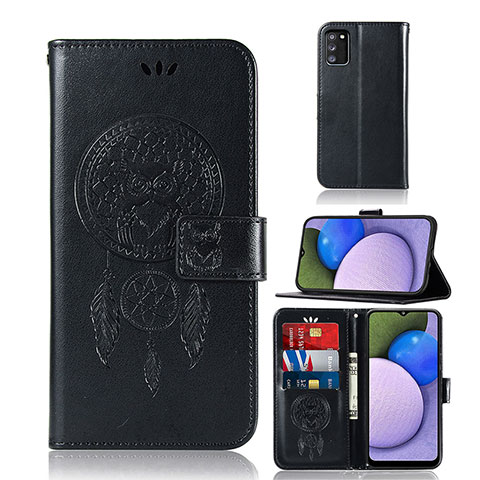 Coque Portefeuille Motif Fantaisie Livre Cuir Etui Clapet JX1 pour Samsung Galaxy A02s Noir