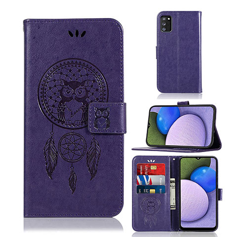 Coque Portefeuille Motif Fantaisie Livre Cuir Etui Clapet JX1 pour Samsung Galaxy F02S SM-E025F Violet