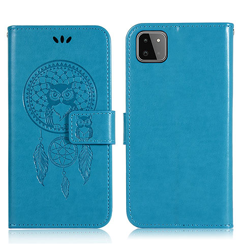 Coque Portefeuille Motif Fantaisie Livre Cuir Etui Clapet JX1 pour Samsung Galaxy F42 5G Bleu