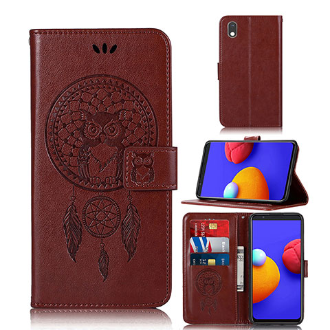 Coque Portefeuille Motif Fantaisie Livre Cuir Etui Clapet JX1 pour Samsung Galaxy M01 Core Marron