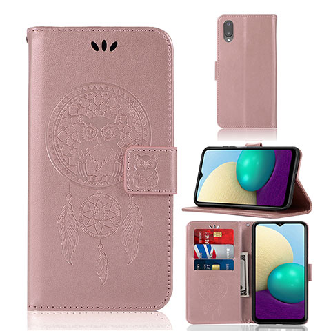 Coque Portefeuille Motif Fantaisie Livre Cuir Etui Clapet JX1 pour Samsung Galaxy M02 Or Rose