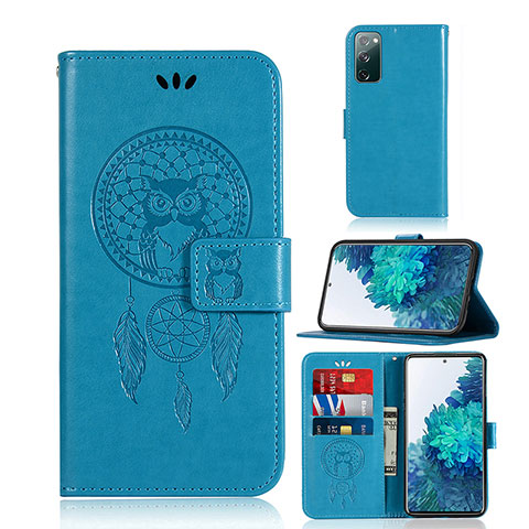 Coque Portefeuille Motif Fantaisie Livre Cuir Etui Clapet JX1 pour Samsung Galaxy S20 Lite 5G Bleu