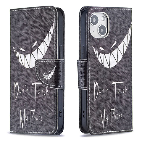 Coque Portefeuille Motif Fantaisie Livre Cuir Etui Clapet L01 pour Apple iPhone 13 Mini Noir