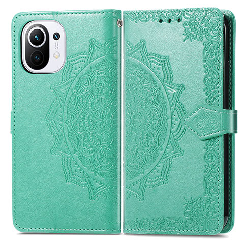 Coque Portefeuille Motif Fantaisie Livre Cuir Etui Clapet L01 pour Xiaomi Mi 11 5G Vert