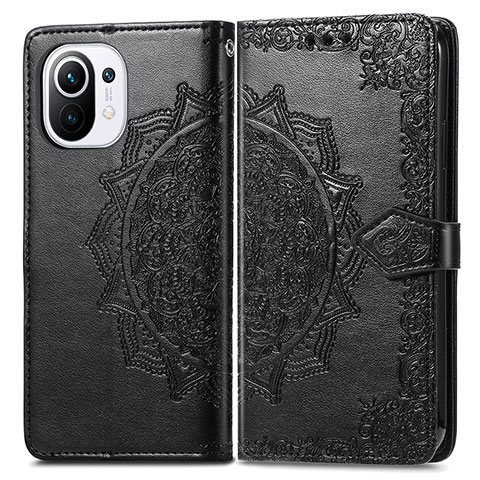 Coque Portefeuille Motif Fantaisie Livre Cuir Etui Clapet L01 pour Xiaomi Mi 11 Lite 5G NE Noir