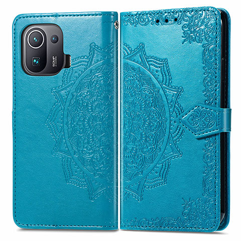 Coque Portefeuille Motif Fantaisie Livre Cuir Etui Clapet L01 pour Xiaomi Mi 11 Pro 5G Bleu