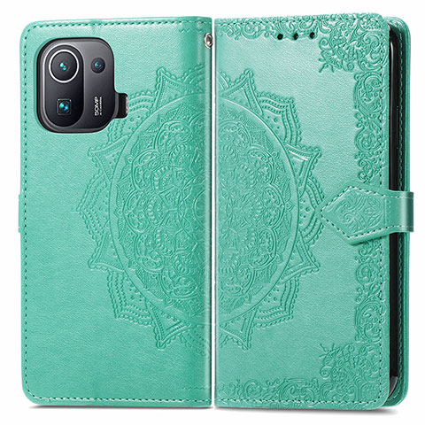 Coque Portefeuille Motif Fantaisie Livre Cuir Etui Clapet L01 pour Xiaomi Mi 11 Pro 5G Vert