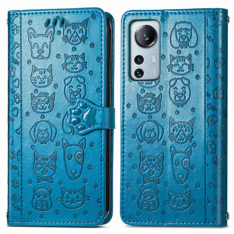 Coque Portefeuille Motif Fantaisie Livre Cuir Etui Clapet L01 pour Xiaomi Mi 12 5G Bleu