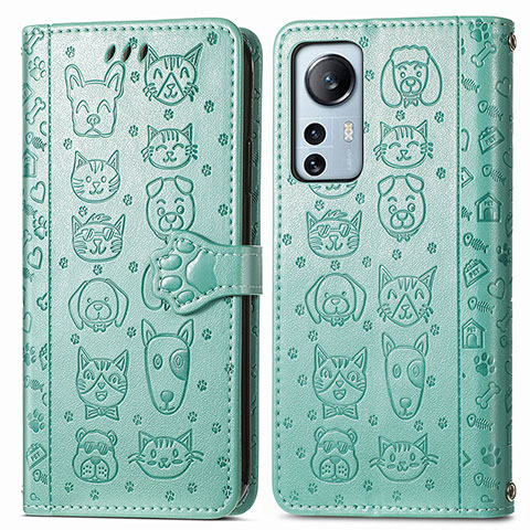 Coque Portefeuille Motif Fantaisie Livre Cuir Etui Clapet L01 pour Xiaomi Mi 12 5G Vert