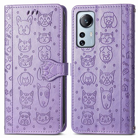 Coque Portefeuille Motif Fantaisie Livre Cuir Etui Clapet L01 pour Xiaomi Mi 12 5G Violet