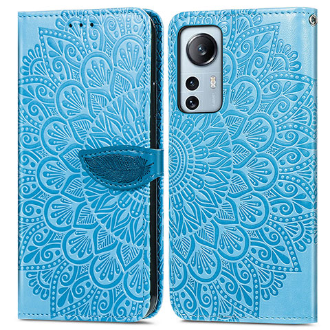 Coque Portefeuille Motif Fantaisie Livre Cuir Etui Clapet L02 pour Xiaomi Mi 12 5G Bleu Ciel