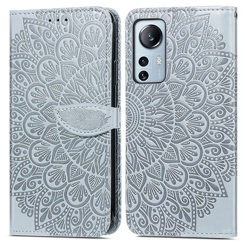 Coque Portefeuille Motif Fantaisie Livre Cuir Etui Clapet L02 pour Xiaomi Mi 12 5G Gris