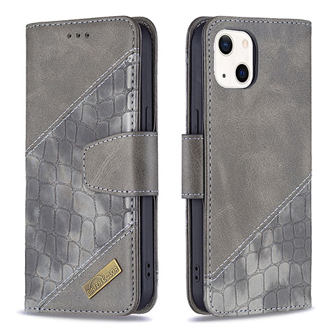 Coque Portefeuille Motif Fantaisie Livre Cuir Etui Clapet L05 pour Apple iPhone 13 Gris