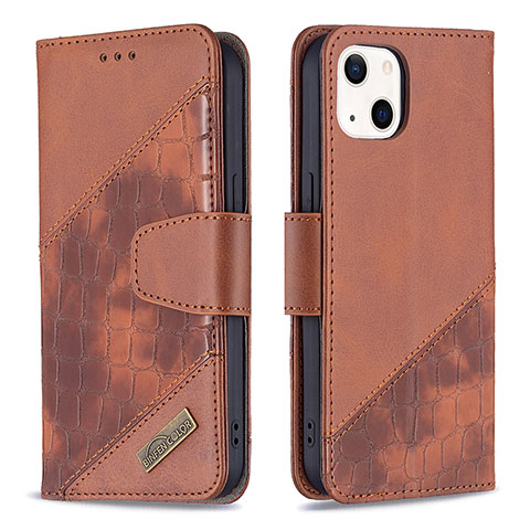 Coque Portefeuille Motif Fantaisie Livre Cuir Etui Clapet L05 pour Apple iPhone 13 Mini Marron