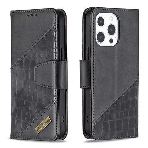 Coque Portefeuille Motif Fantaisie Livre Cuir Etui Clapet L05 pour Apple iPhone 13 Pro Noir