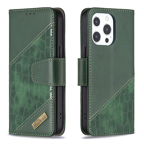 Coque Portefeuille Motif Fantaisie Livre Cuir Etui Clapet L05 pour Apple iPhone 14 Pro Max Vert