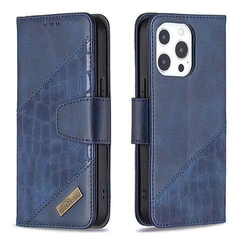 Coque Portefeuille Motif Fantaisie Livre Cuir Etui Clapet L05 pour Apple iPhone 15 Pro Bleu