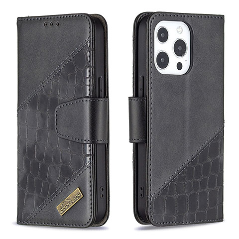 Coque Portefeuille Motif Fantaisie Livre Cuir Etui Clapet L05 pour Apple iPhone 15 Pro Max Noir