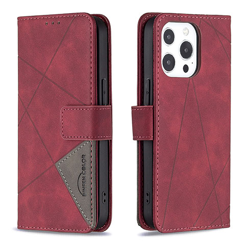 Coque Portefeuille Motif Fantaisie Livre Cuir Etui Clapet L06 pour Apple iPhone 14 Pro Rouge