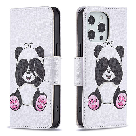 Coque Portefeuille Motif Fantaisie Livre Cuir Etui Clapet L07 pour Apple iPhone 13 Pro Max Blanc