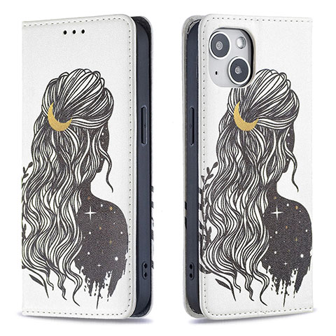 Coque Portefeuille Motif Fantaisie Livre Cuir Etui Clapet pour Apple iPhone 13 Mini Gris