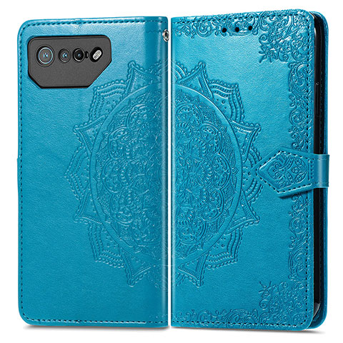 Coque Portefeuille Motif Fantaisie Livre Cuir Etui Clapet pour Asus ROG Phone 7 Pro Bleu