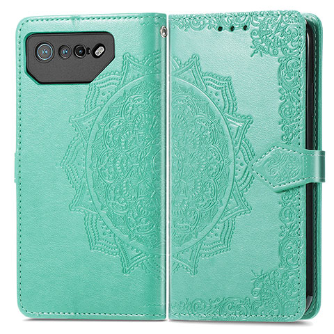 Coque Portefeuille Motif Fantaisie Livre Cuir Etui Clapet pour Asus ROG Phone 7 Pro Vert