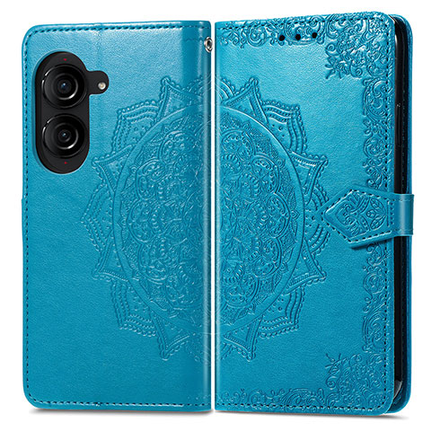 Coque Portefeuille Motif Fantaisie Livre Cuir Etui Clapet pour Asus ZenFone 10 Bleu