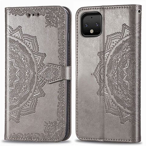 Coque Portefeuille Motif Fantaisie Livre Cuir Etui Clapet pour Google Pixel 4 Gris