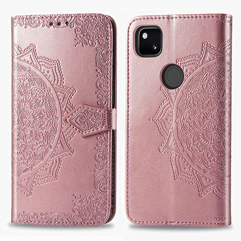 Coque Portefeuille Motif Fantaisie Livre Cuir Etui Clapet pour Google Pixel 4a Or Rose