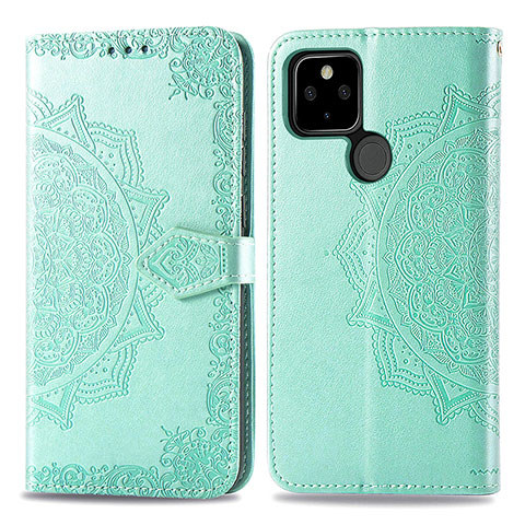 Coque Portefeuille Motif Fantaisie Livre Cuir Etui Clapet pour Google Pixel 5 Vert