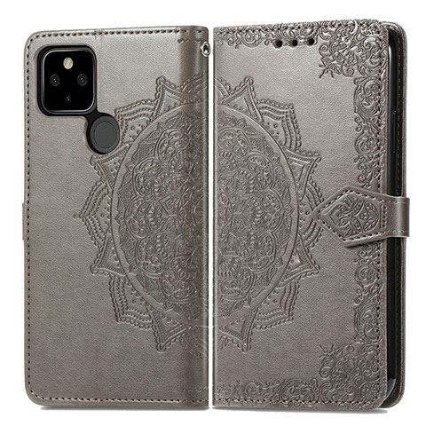 Coque Portefeuille Motif Fantaisie Livre Cuir Etui Clapet pour Google Pixel 5a 5G Gris