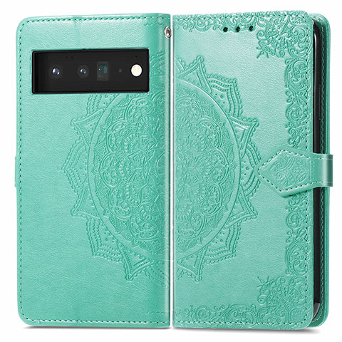 Coque Portefeuille Motif Fantaisie Livre Cuir Etui Clapet pour Google Pixel 6 Pro 5G Vert