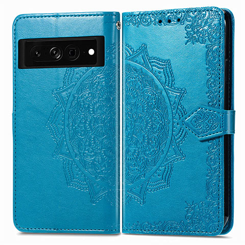 Coque Portefeuille Motif Fantaisie Livre Cuir Etui Clapet pour Google Pixel 7 Pro 5G Bleu