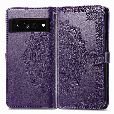 Coque Portefeuille Motif Fantaisie Livre Cuir Etui Clapet pour Google Pixel 7 Pro 5G Violet