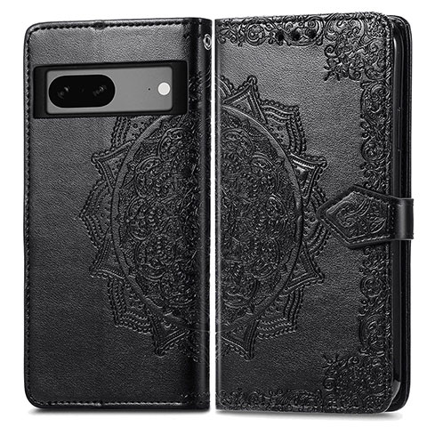 Coque Portefeuille Motif Fantaisie Livre Cuir Etui Clapet pour Google Pixel 7a 5G Noir