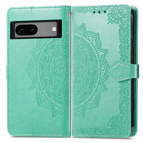 Coque Portefeuille Motif Fantaisie Livre Cuir Etui Clapet pour Google Pixel 7a 5G Vert