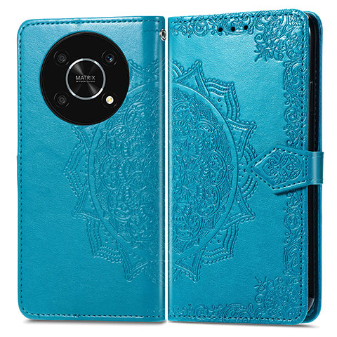 Coque Portefeuille Motif Fantaisie Livre Cuir Etui Clapet pour Huawei Enjoy 50 Pro Bleu