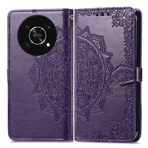 Coque Portefeuille Motif Fantaisie Livre Cuir Etui Clapet pour Huawei Enjoy 50 Pro Violet