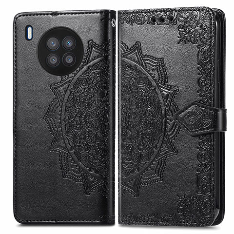 Coque Portefeuille Motif Fantaisie Livre Cuir Etui Clapet pour Huawei Honor 50 Lite Noir