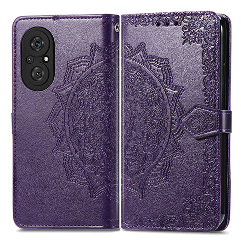 Coque Portefeuille Motif Fantaisie Livre Cuir Etui Clapet pour Huawei Honor 50 SE 5G Violet